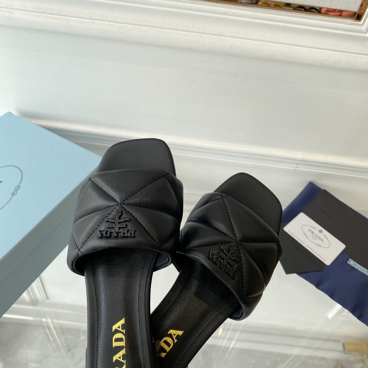 PRADA Pra Slide 25 Quilted Black leather