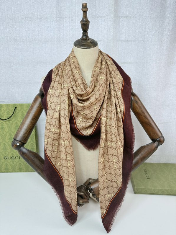 GUCCI 25S SCARF 140 IN CASHMERE 740366
