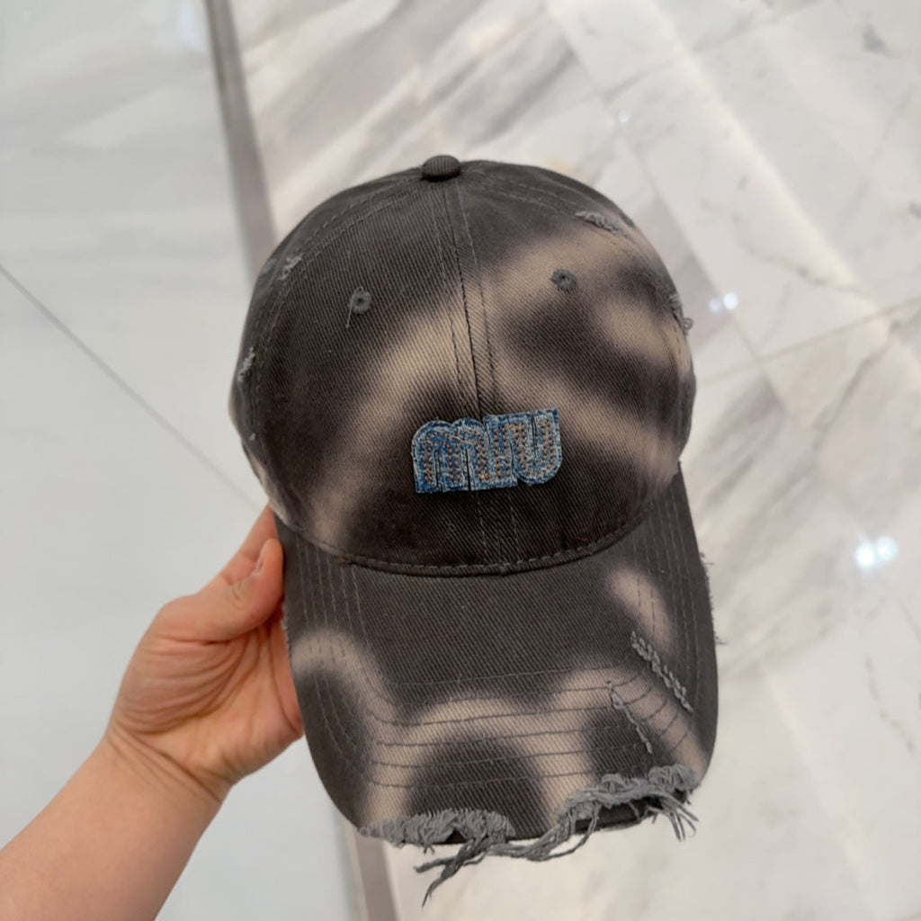 MM BASEBALL CAP IN DARK MOCHA BROWN DISTRESSED FABRIC STYLE 2
