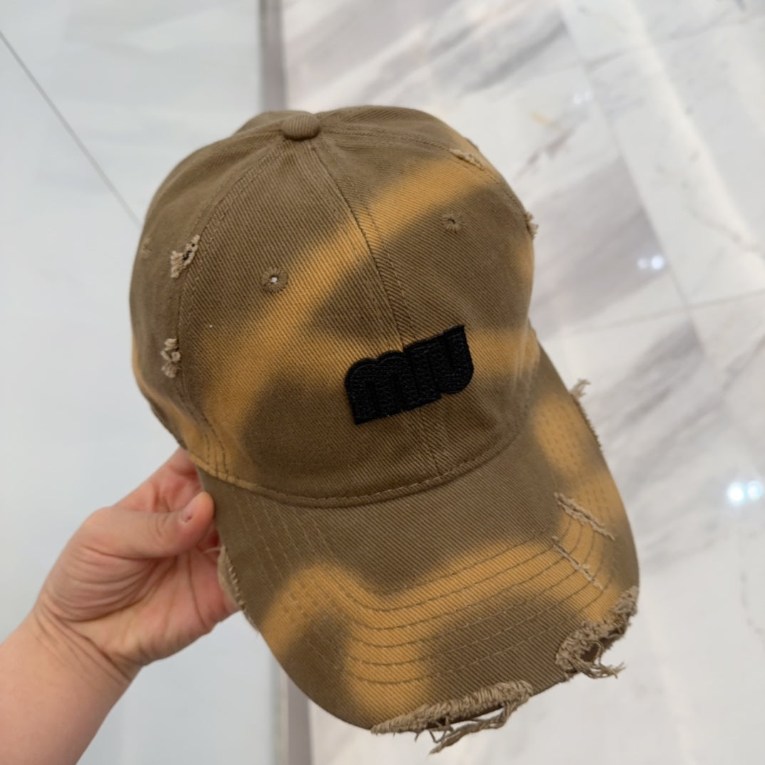 MM BASEBALL CAP IN BROWN DISTRESSED FABRIC STYLE 1