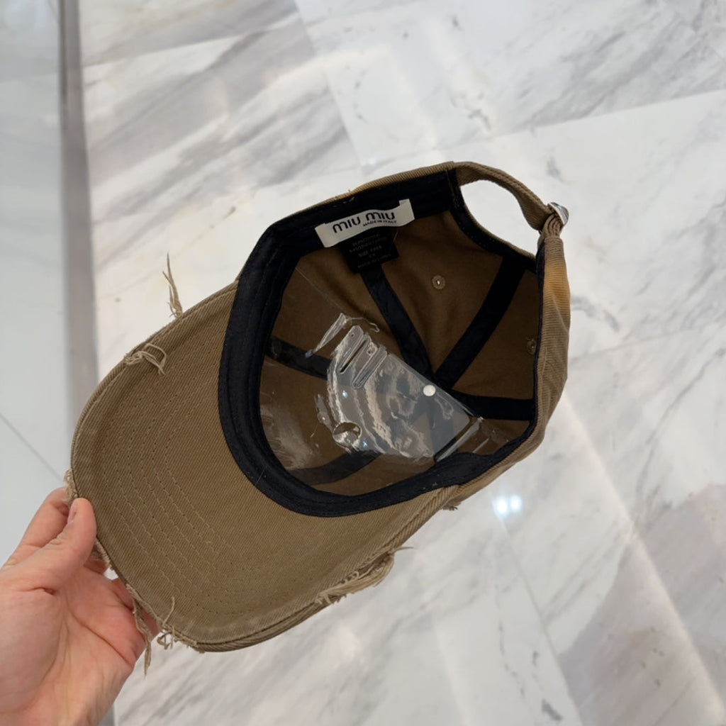 MM BASEBALL CAP IN BROWN DISTRESSED FABRIC STYLE 1