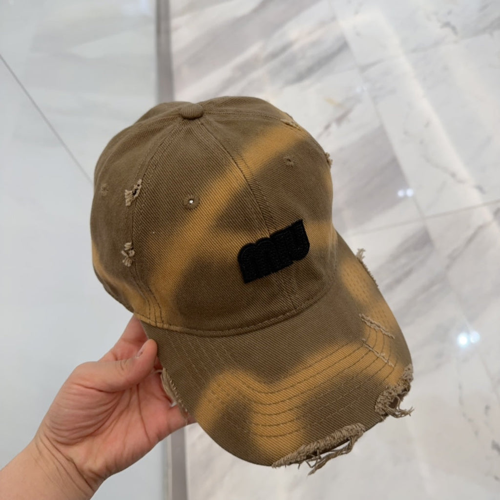 MM BASEBALL CAP IN BROWN DISTRESSED FABRIC STYLE 1
