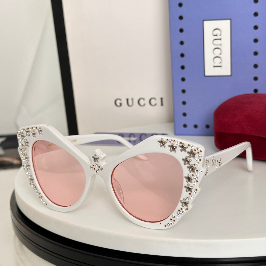 CRYSTAL STUDDED CAT-EYE FRAME SUNGLASSES GG1095S IN ACETATE