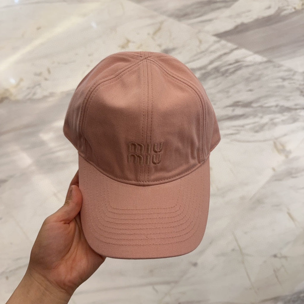 MM BASEBALL CAP IN MELON PINK FABRIC EMBROIDERED LOGO STYLE 4
