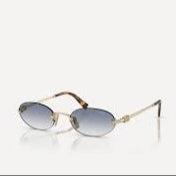 MIU GLAM SUNGLASSES OVAL BLUE GRADIENT METAL FRAME