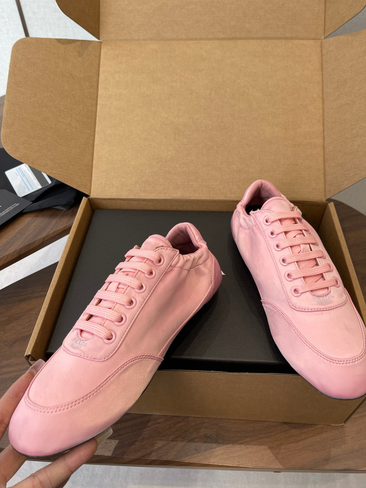 PRADA 25S SNEAKER IN PINK SILK