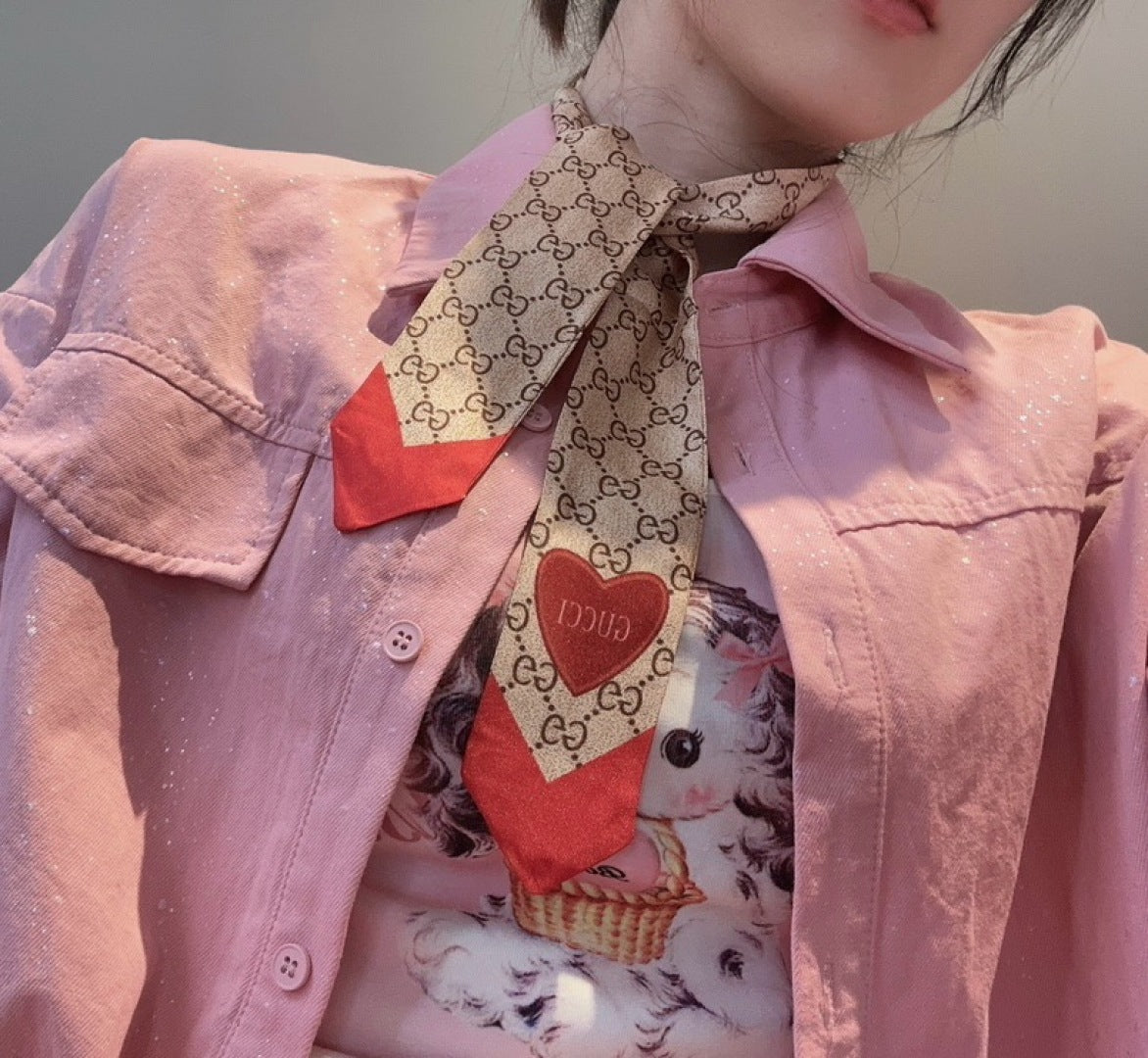 GUCCI 25S RIBBON SCARF 100 IN SILK 591437