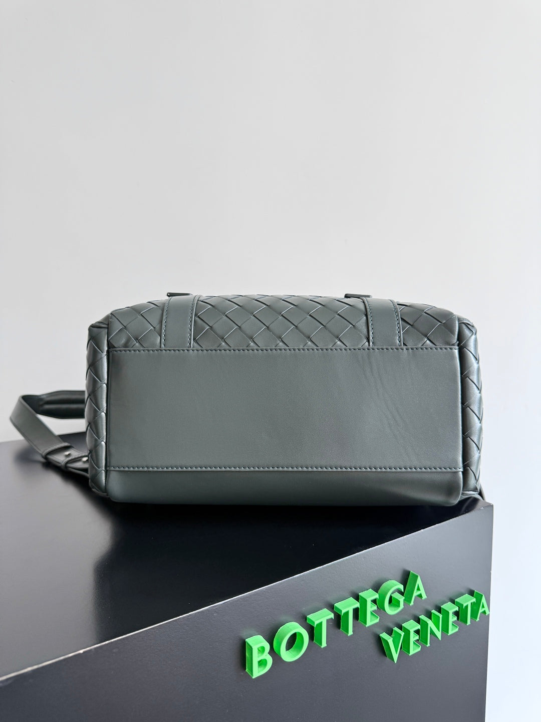 BOTTEGA VENETA 25S BACK TO SCHOOL BACKPACK 39 IN MUTED TEAL GRAY CALFSKIN
