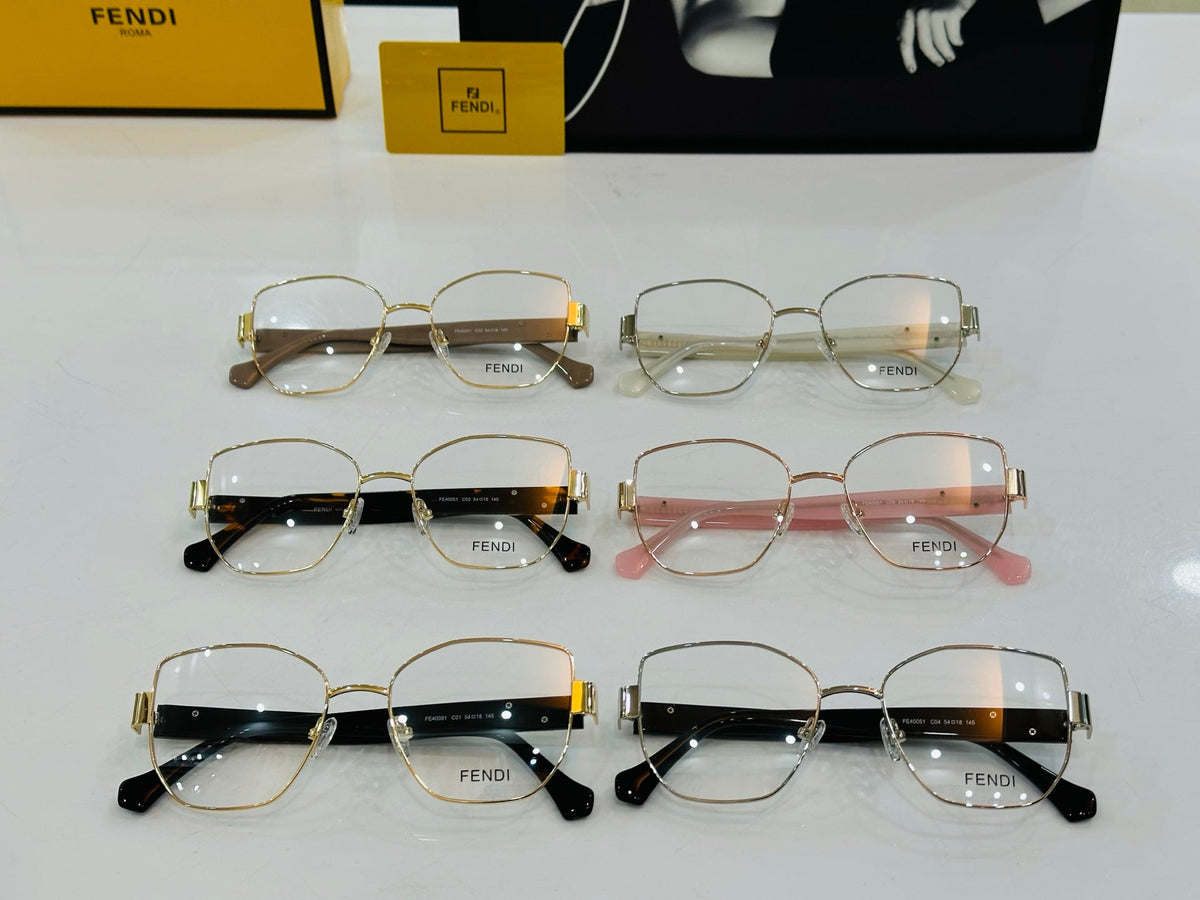 BAGUETTE SQUARE FRAME SUNGLASSES FE40051 IN METAL