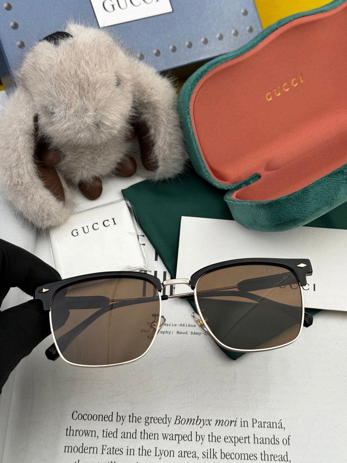RECTANGULAR FRAME SUNGLASSES G7637 IN METAL AND ACETATE