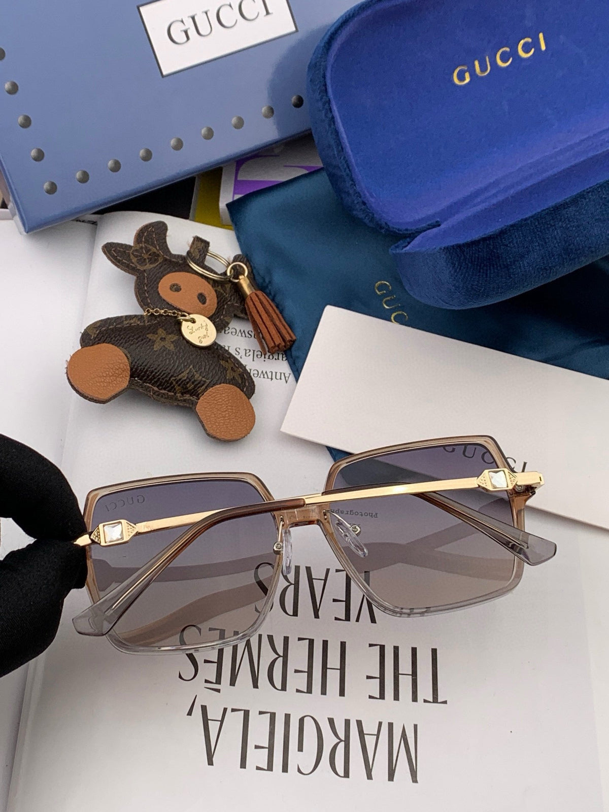 OVERSIZED SQUARE FRAME SUNGLASSES G1307 IN ACETATE AND METAL