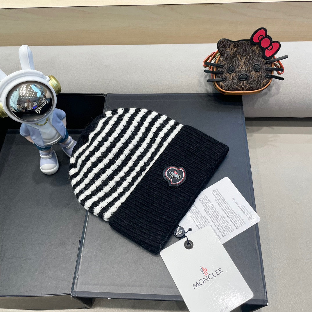 BEANIE HAT IN STELL BLACK MIX WHITE CASHMERE 436730