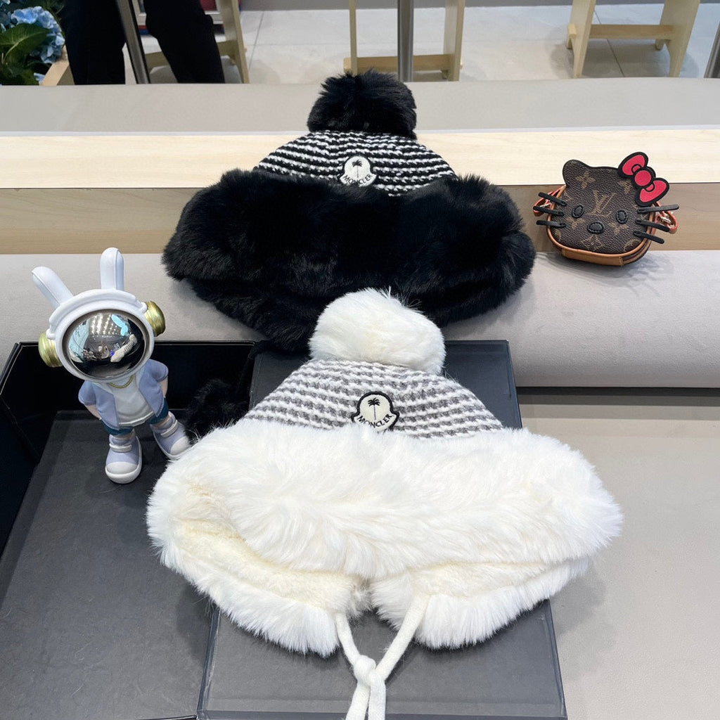 BEANIE HAT IN WHITE WOOL AND FLEECE 436749