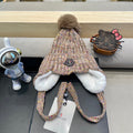 BEANIE HAT IN MEDIUM BROWN WOOL LINED WITH FLEECE 436775
