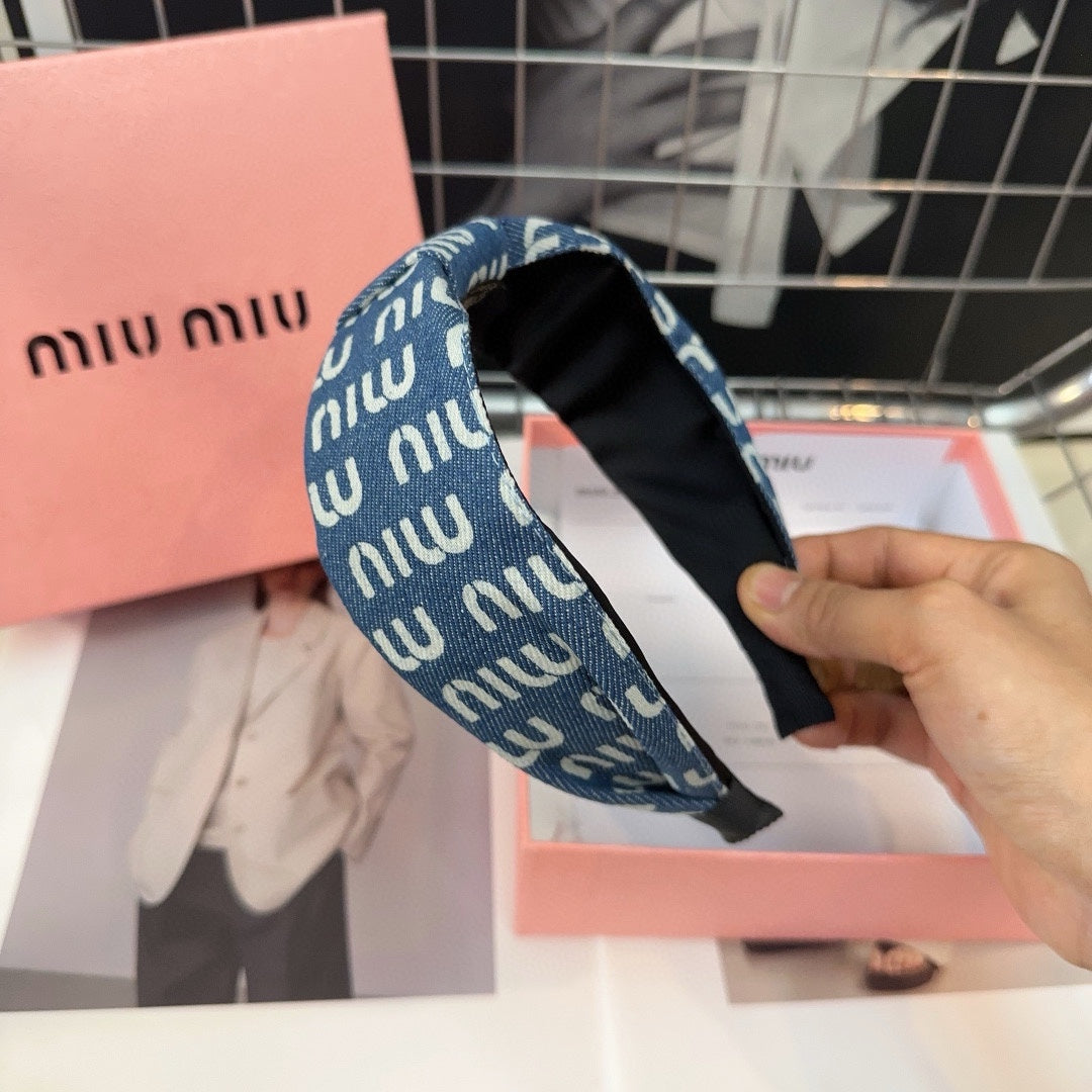 DENIM LETTER HEADBAND BALTIC BLUE MIX WHITE 205578