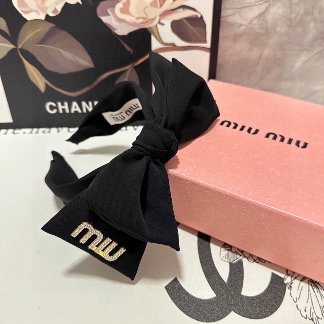 BIG BOW HEADBAND IN BLACK COTTON 432821