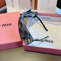 BOW HEADBAND IN BLUE DAMIER DENIM 398855