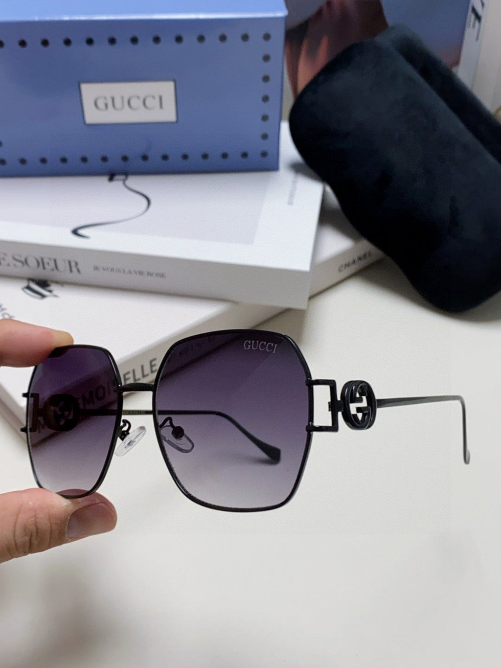 SQUARE FRAME SUNGLASSES 570217 IN METAL