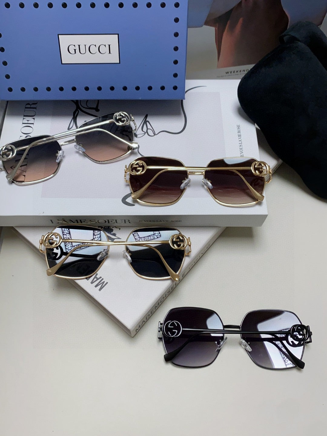SQUARE FRAME SUNGLASSES 570217 IN METAL