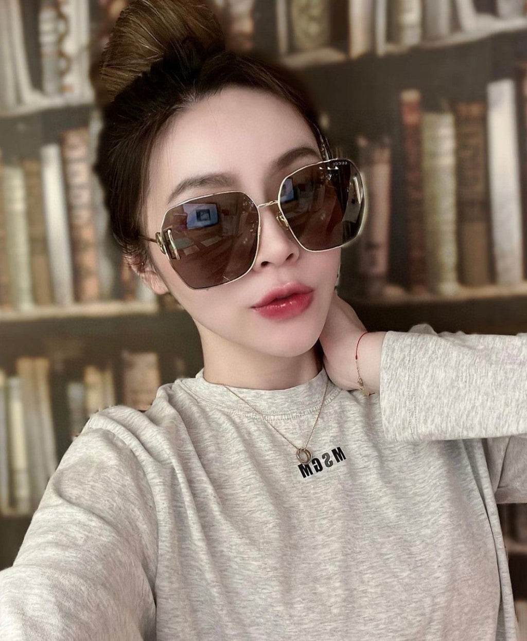 SQUARE FRAME SUNGLASSES 570217 IN METAL