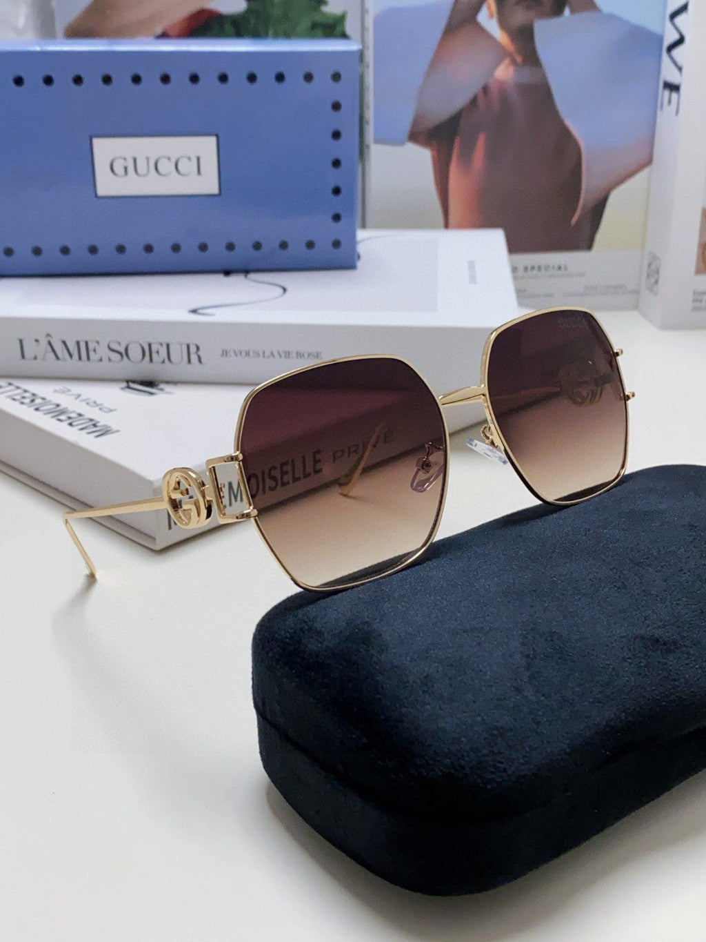 SQUARE FRAME SUNGLASSES 570217 IN METAL