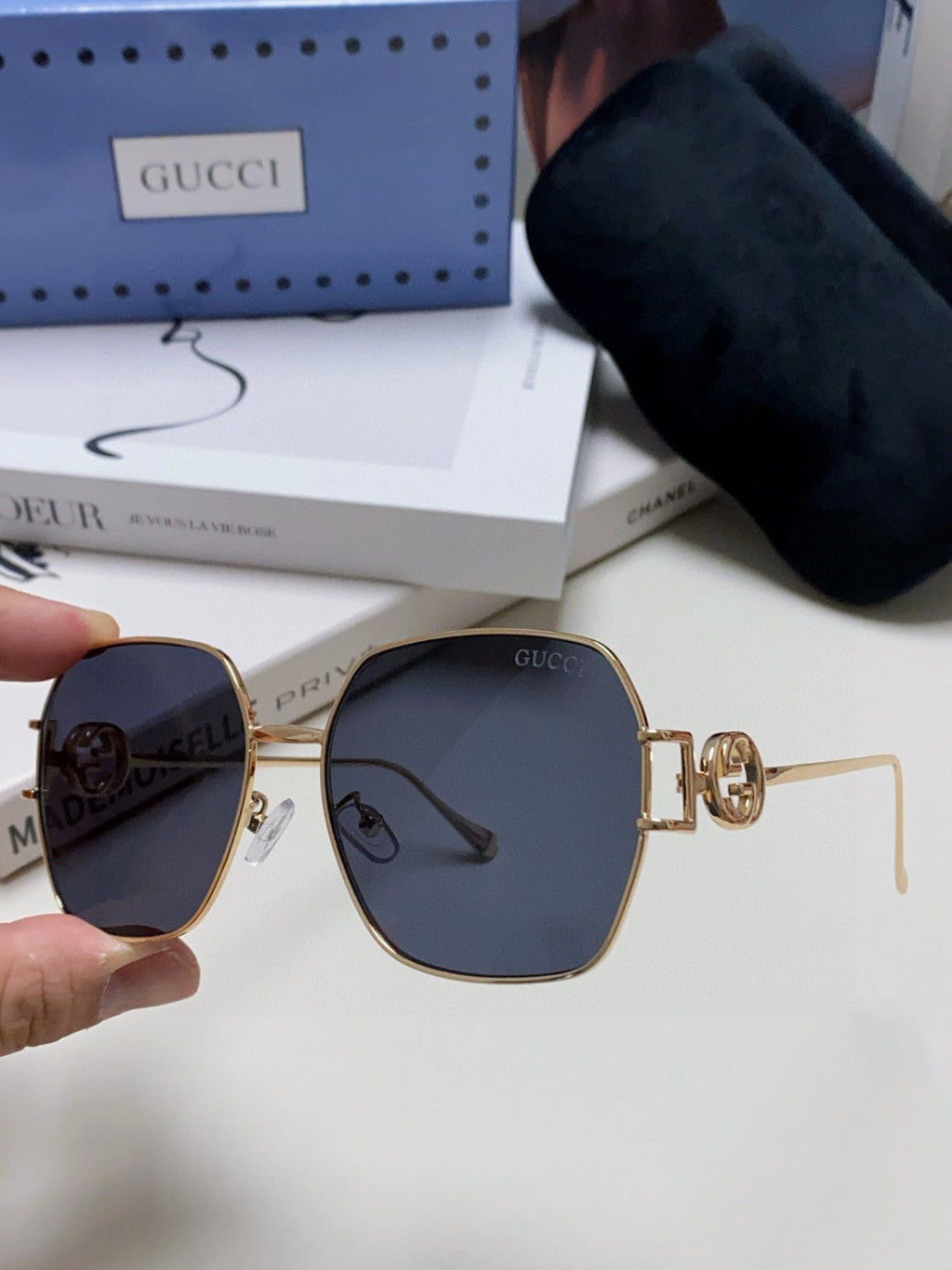 SQUARE FRAME SUNGLASSES 570217 IN METAL