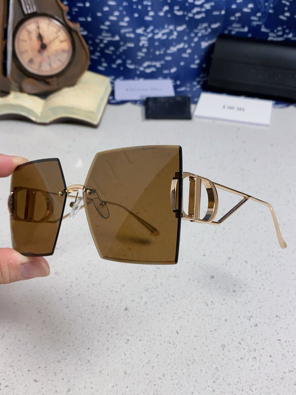 DIOR 30MONTAIGNE S7U SUNGLASS 578108 IN GOLD METAL BROWN LENSES