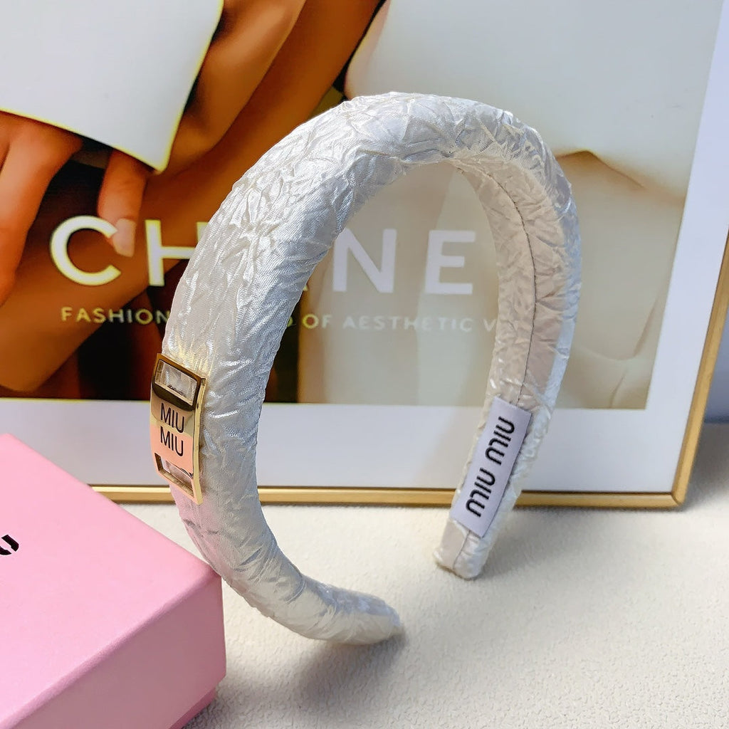 THICK HEADBAND IN WHITE WRINKLED FABRIC 171268