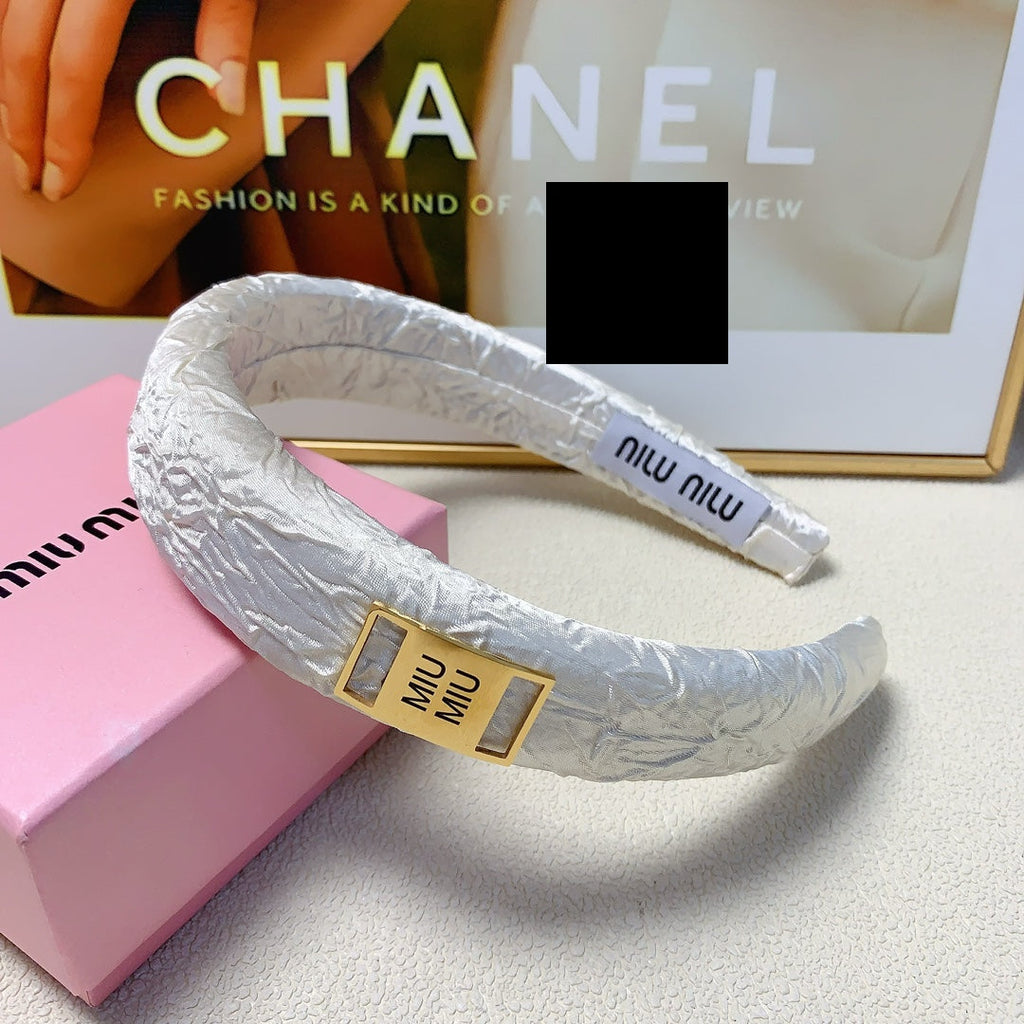 THICK HEADBAND IN WHITE WRINKLED FABRIC 171268